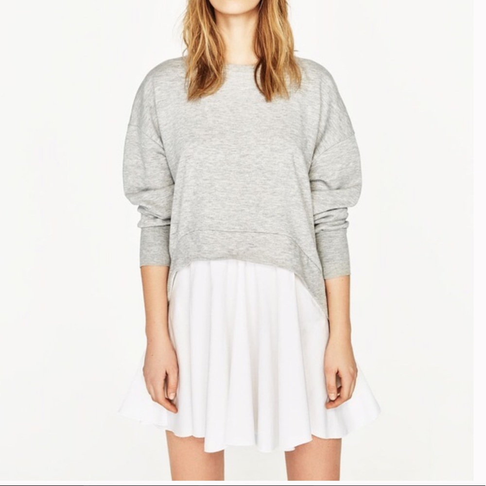 ZARA Grey Sweatshirt Dress